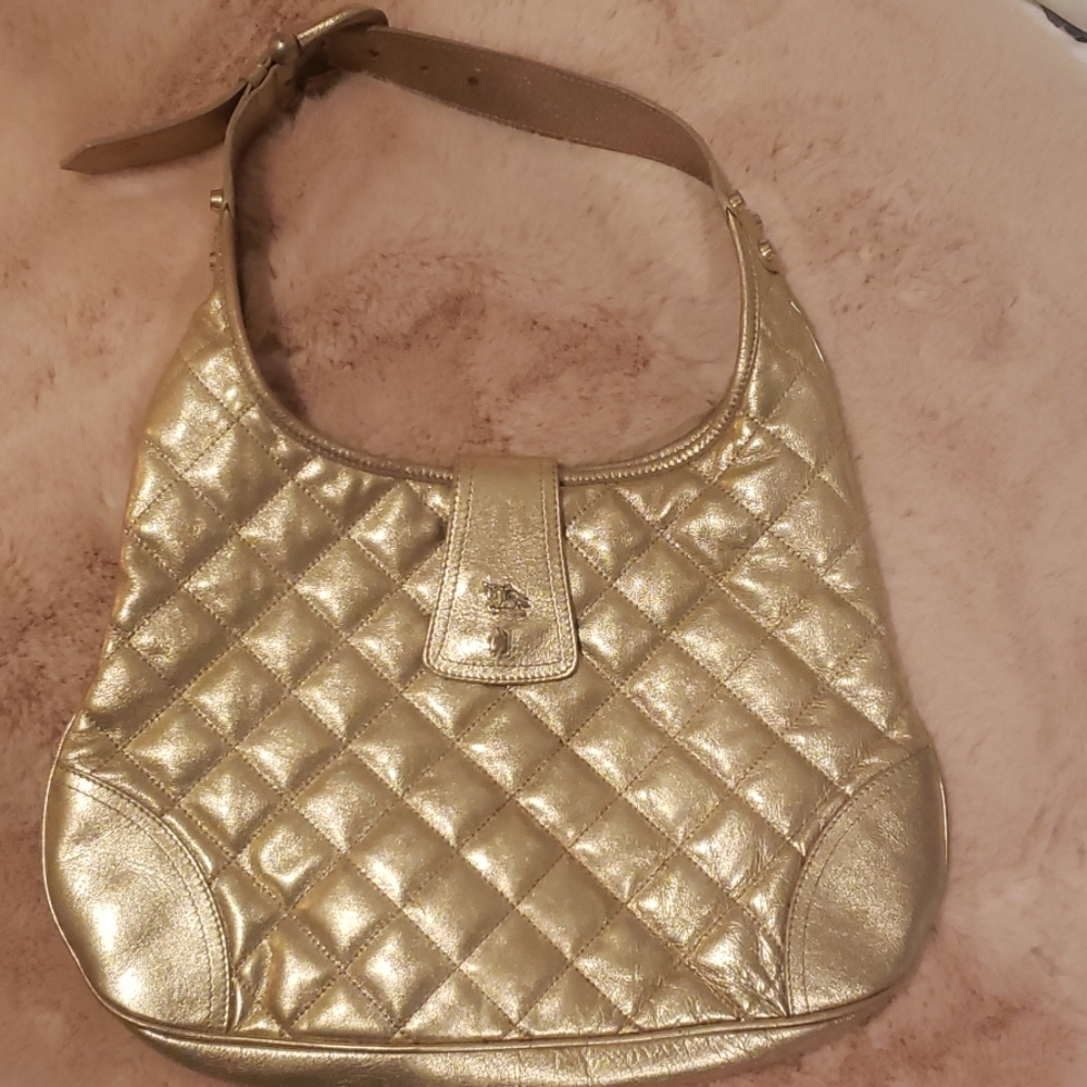 Burberry gold quilted handbag with receipt